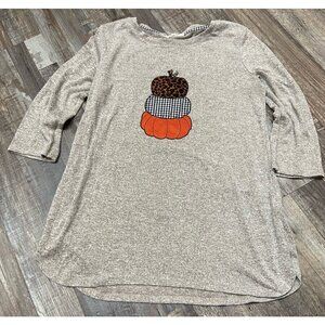Alchemy Thread Large Stretchy Pumpkin Patchwork Loose Fit Sweater size small